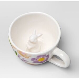 10oz Easter Stoneware Peek-a-Boo Bunny with Floral‎ Tea Cup and Saucer Plate